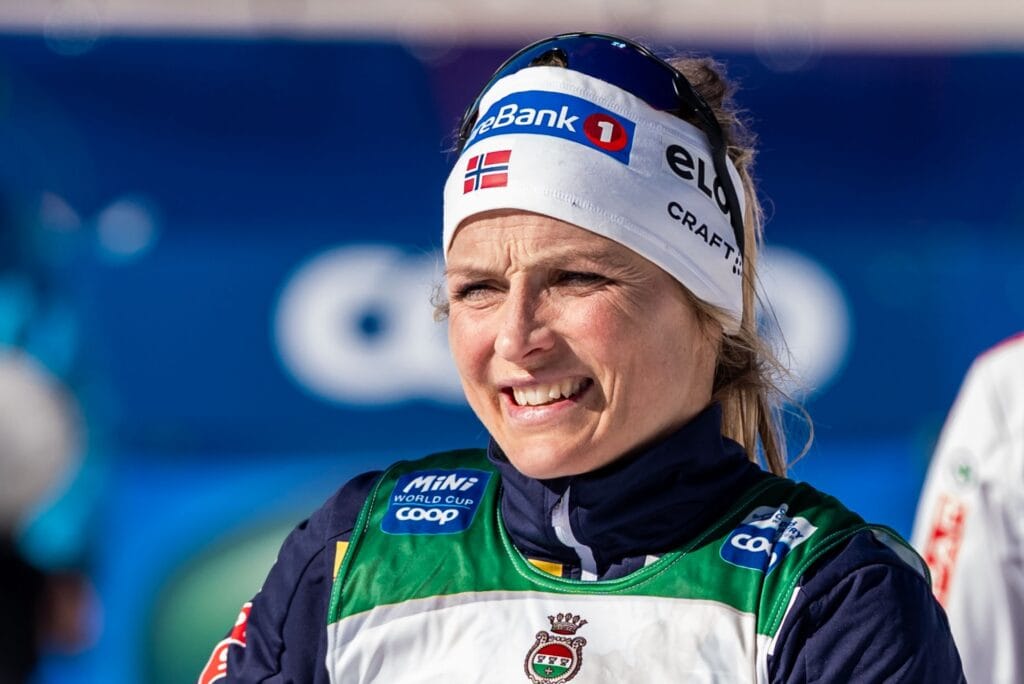 Therese Johaug of Norway and Astrid Øyre Slind of Norway after the women's classic technique 50 km mass start during the FIS Cross-Country World Cup on March 23, 2025 in Lahtis.