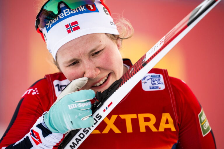 Helene Marie Fossesholm of Norway after competing in the women's 20 km individual during day four of Tour de Ski on December 31, 2024 in Toblach. Photo: Carl Sandin / BILDBYRÅN
